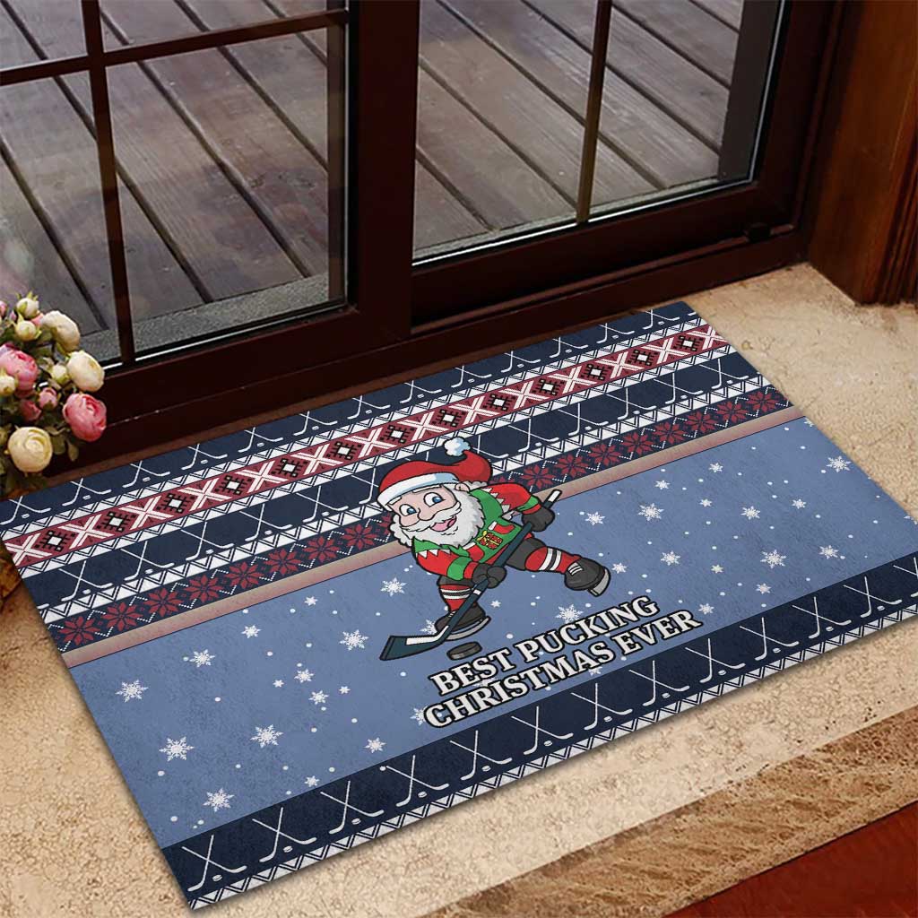 Santa Hockey Best Pucking Christmas Rubber Doormat DT04 - Wonder Print Shop