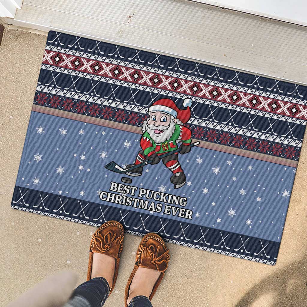 Santa Hockey Best Pucking Christmas Rubber Doormat DT04 - Wonder Print Shop