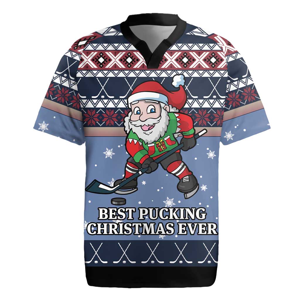 Santa Hockey Best Pucking Christmas Rugby Jersey DT04 - Wonder Print Shop