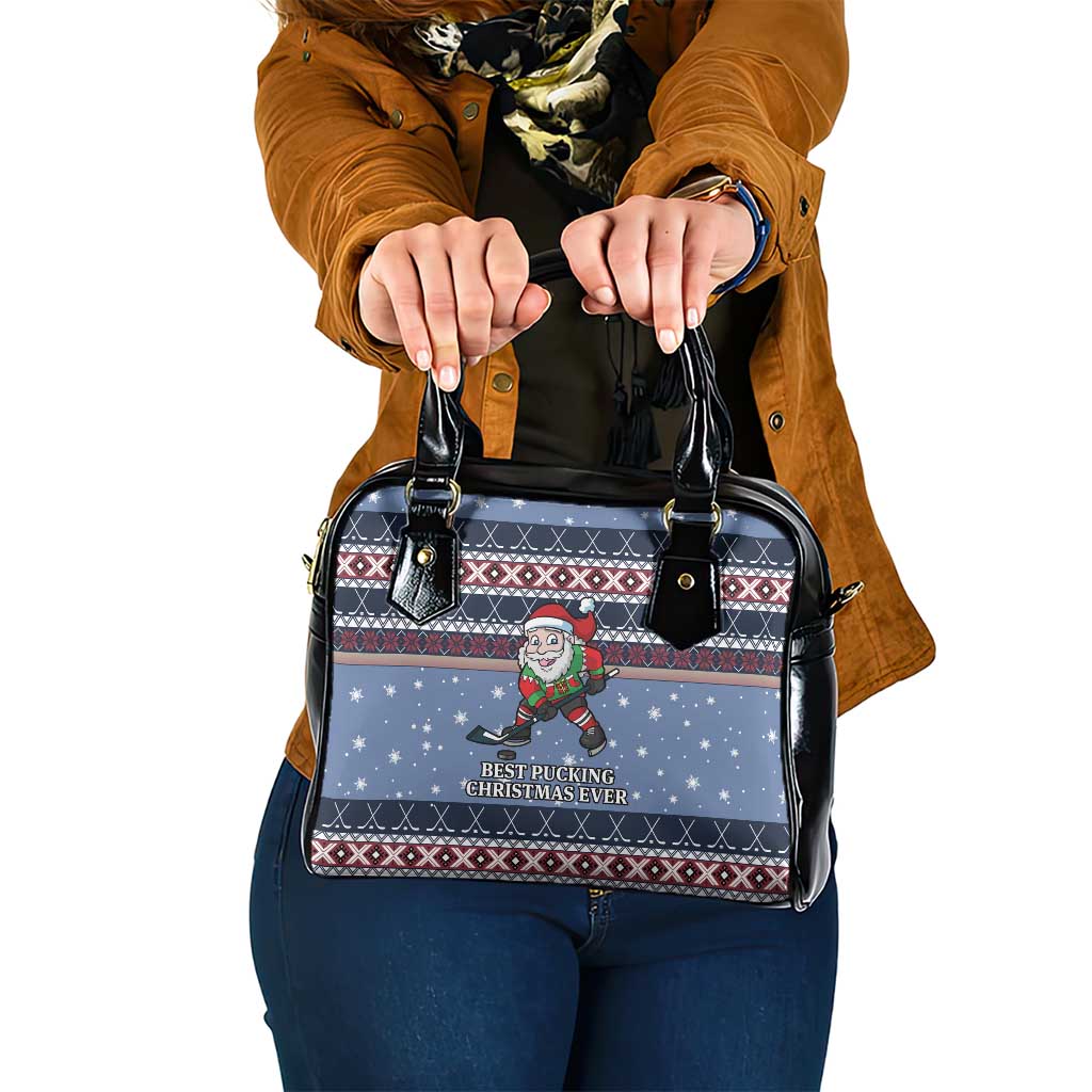 Santa Hockey Best Pucking Christmas Shoulder Handbag