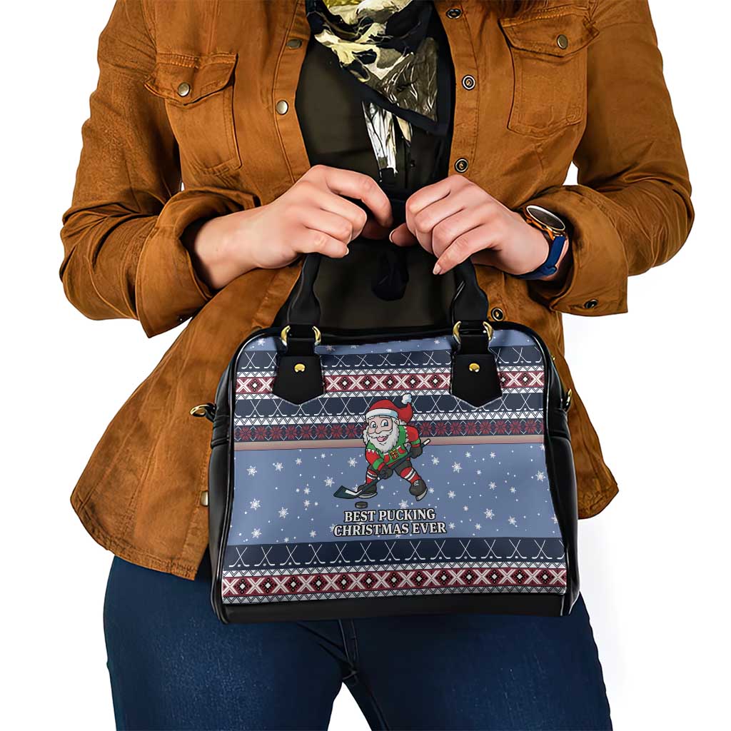 Santa Hockey Best Pucking Christmas Shoulder Handbag