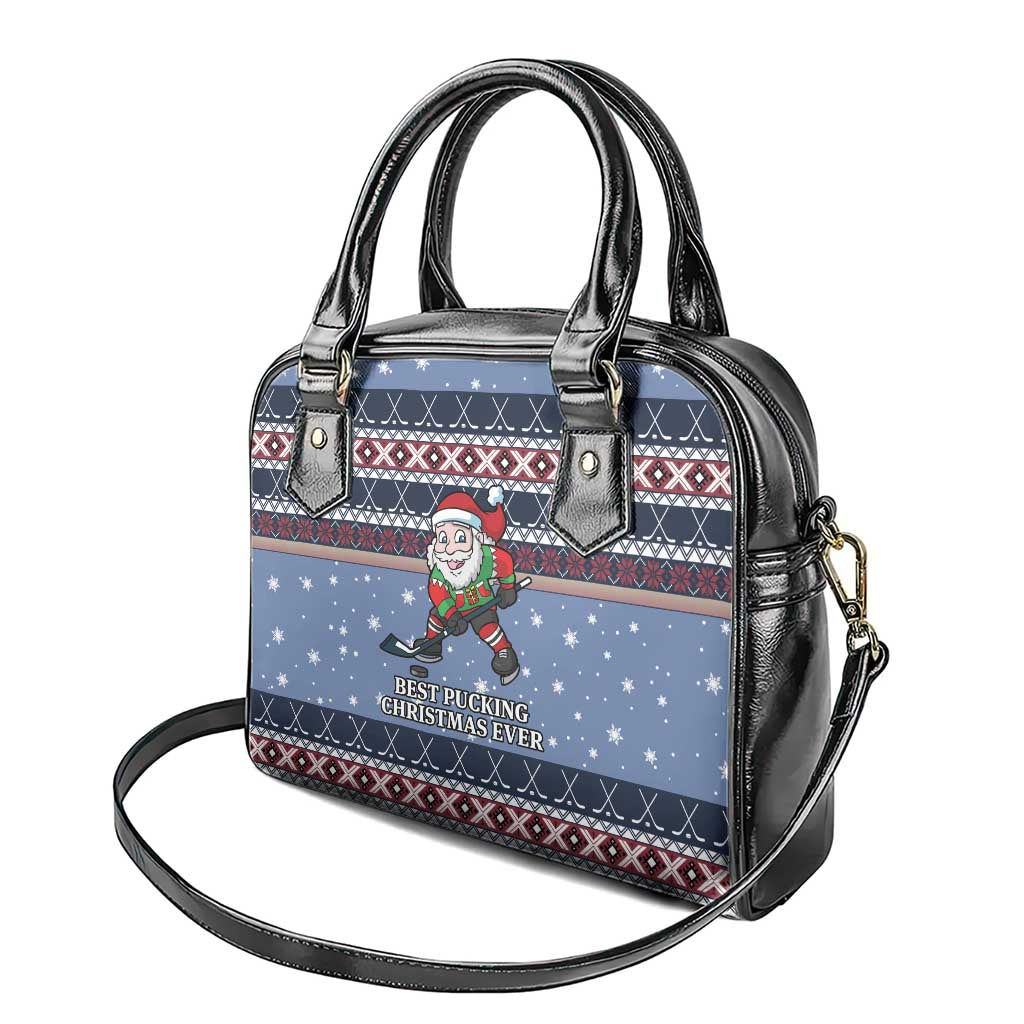 Santa Hockey Best Pucking Christmas Shoulder Handbag
