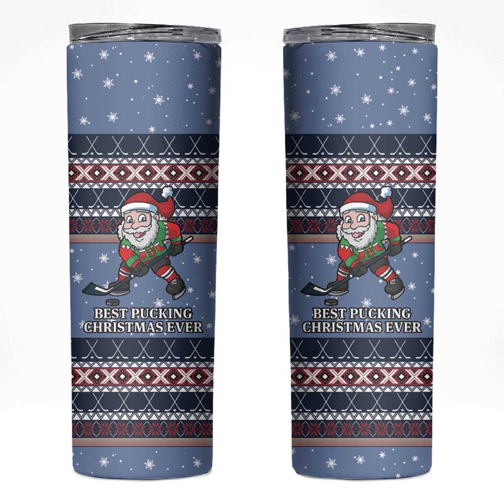 Santa Hockey Best Pucking Christmas Skinny Tumbler DT04 - Wonder Print Shop