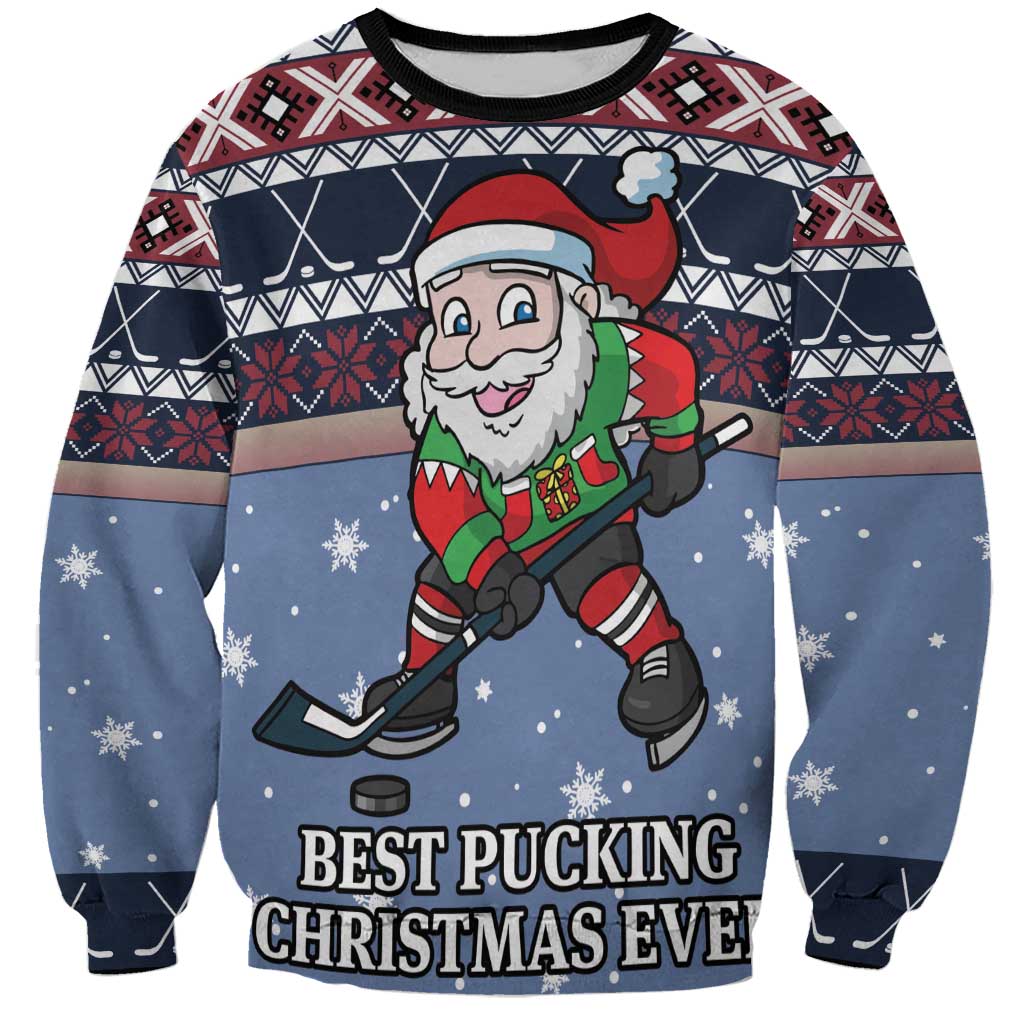 Santa Hockey Best Pucking Christmas Sweatshirt DT04 - Wonder Print Shop