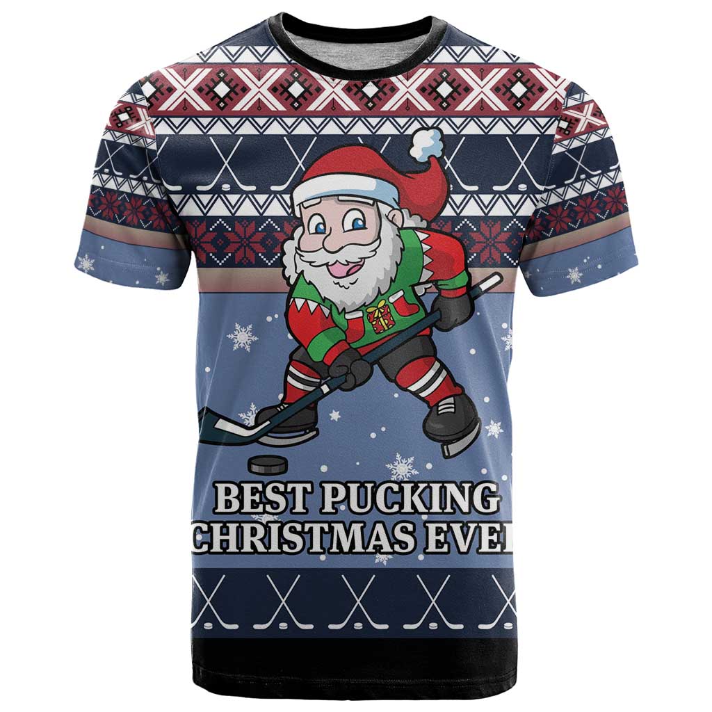 Santa Hockey Best Pucking Christmas T Shirt DT04 - Wonder Print Shop