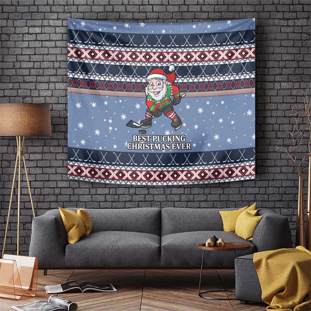 Santa Hockey Best Pucking Christmas Tapestry DT04 - Wonder Print Shop