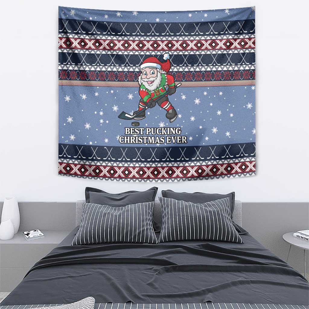 Santa Hockey Best Pucking Christmas Tapestry DT04 - Wonder Print Shop
