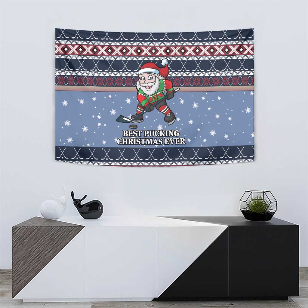 Santa Hockey Best Pucking Christmas Tapestry DT04 - Wonder Print Shop