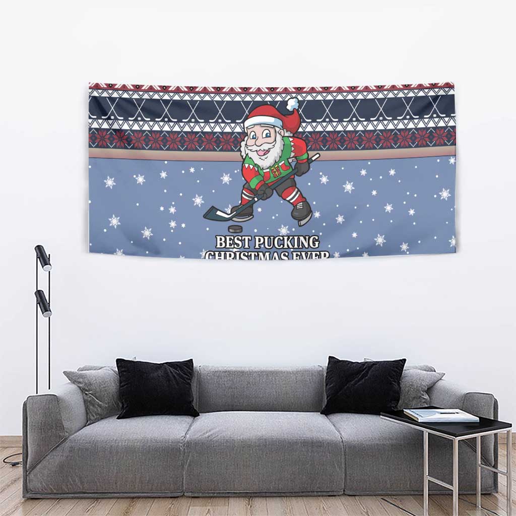 Santa Hockey Best Pucking Christmas Tapestry DT04 - Wonder Print Shop
