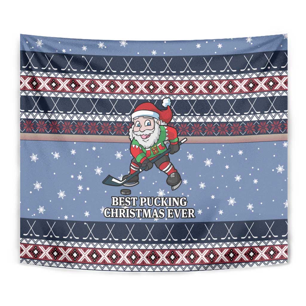 Santa Hockey Best Pucking Christmas Tapestry DT04 - Wonder Print Shop