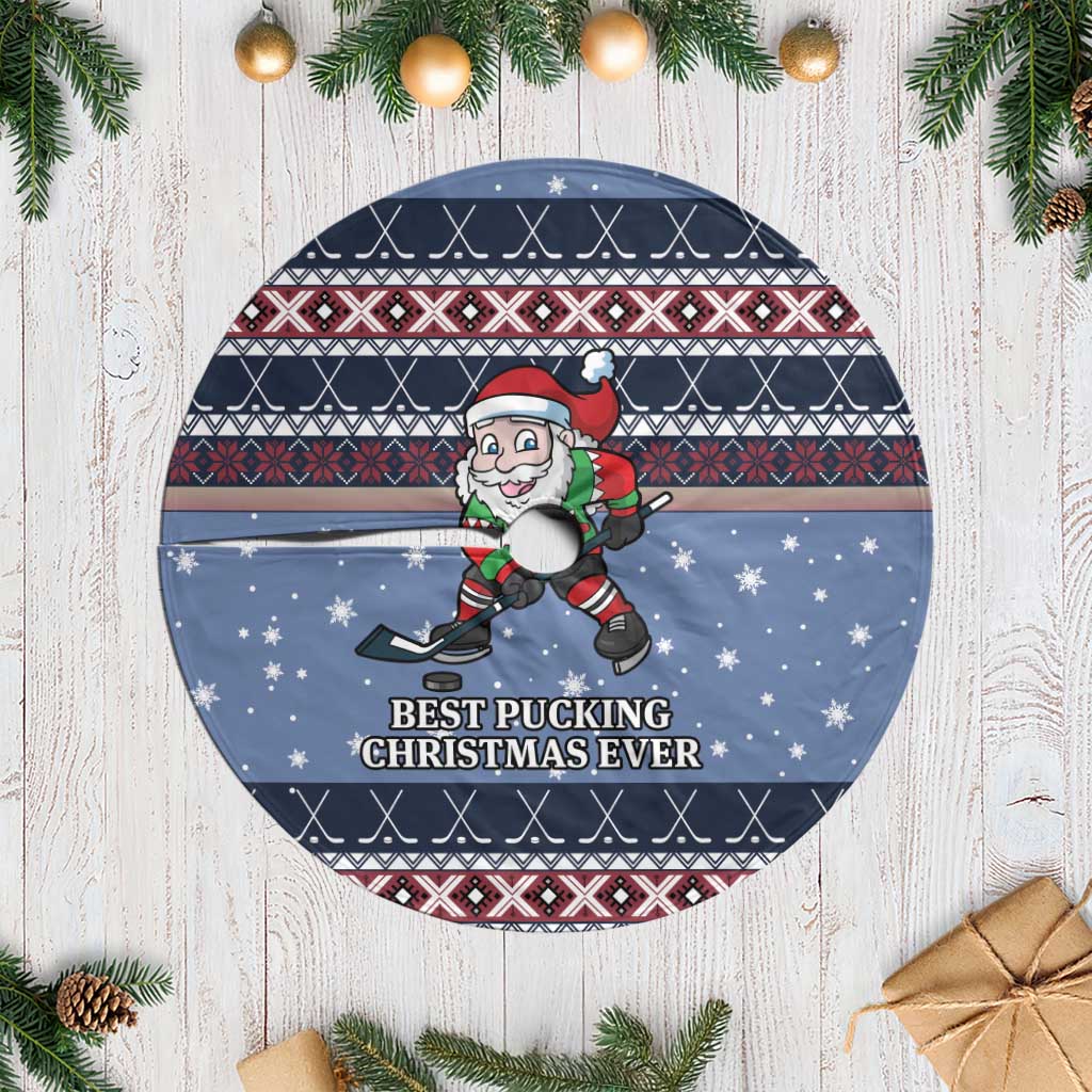 Santa Hockey Best Pucking Christmas Tree Skirt DT04 - Wonder Print Shop