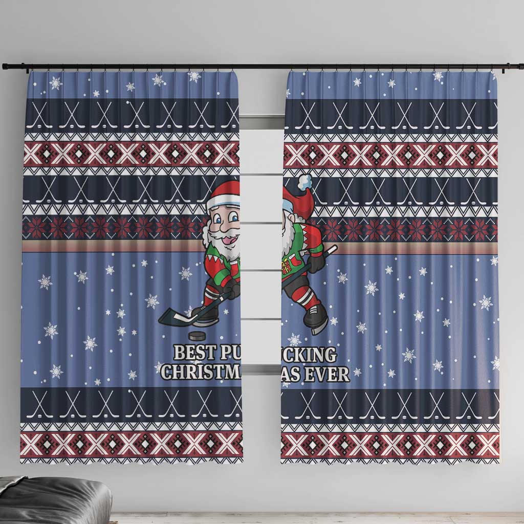 Santa Hockey Best Pucking Christmas Window Curtain DT04 - Wonder Print Shop