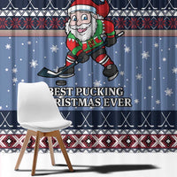 Santa Hockey Best Pucking Christmas Window Curtain DT04 - Wonder Print Shop