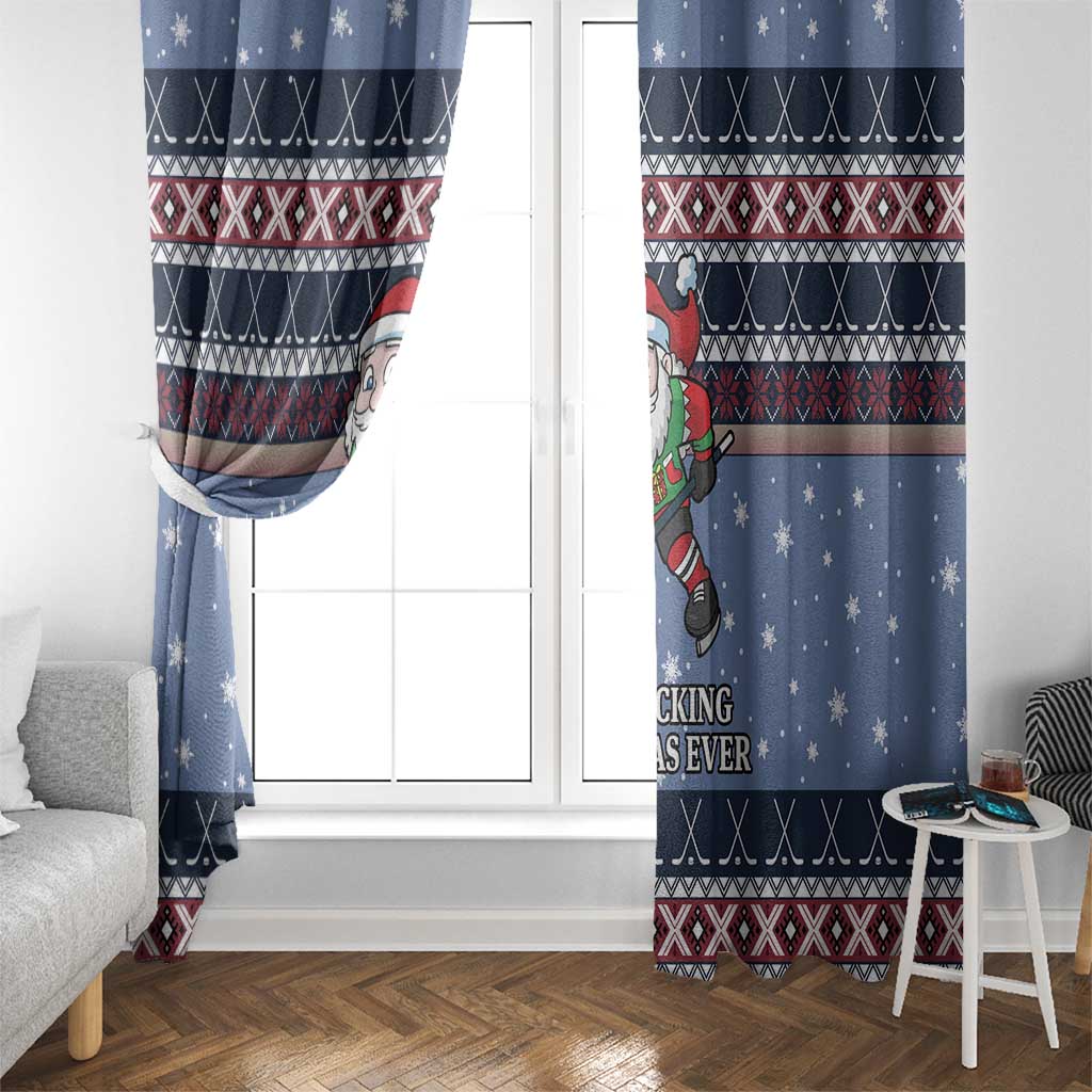 Santa Hockey Best Pucking Christmas Window Curtain DT04 - Wonder Print Shop