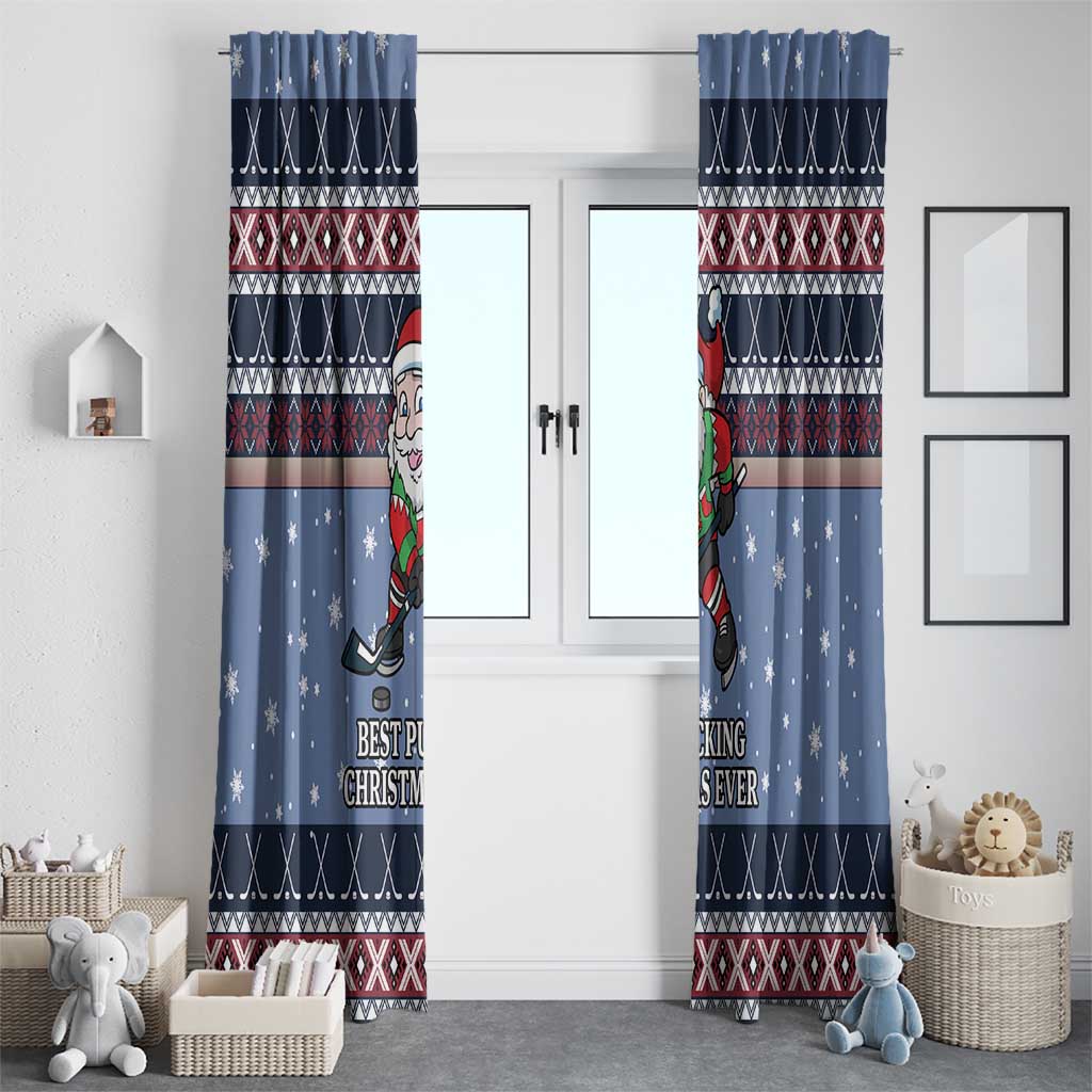 Santa Hockey Best Pucking Christmas Window Curtain DT04 - Wonder Print Shop