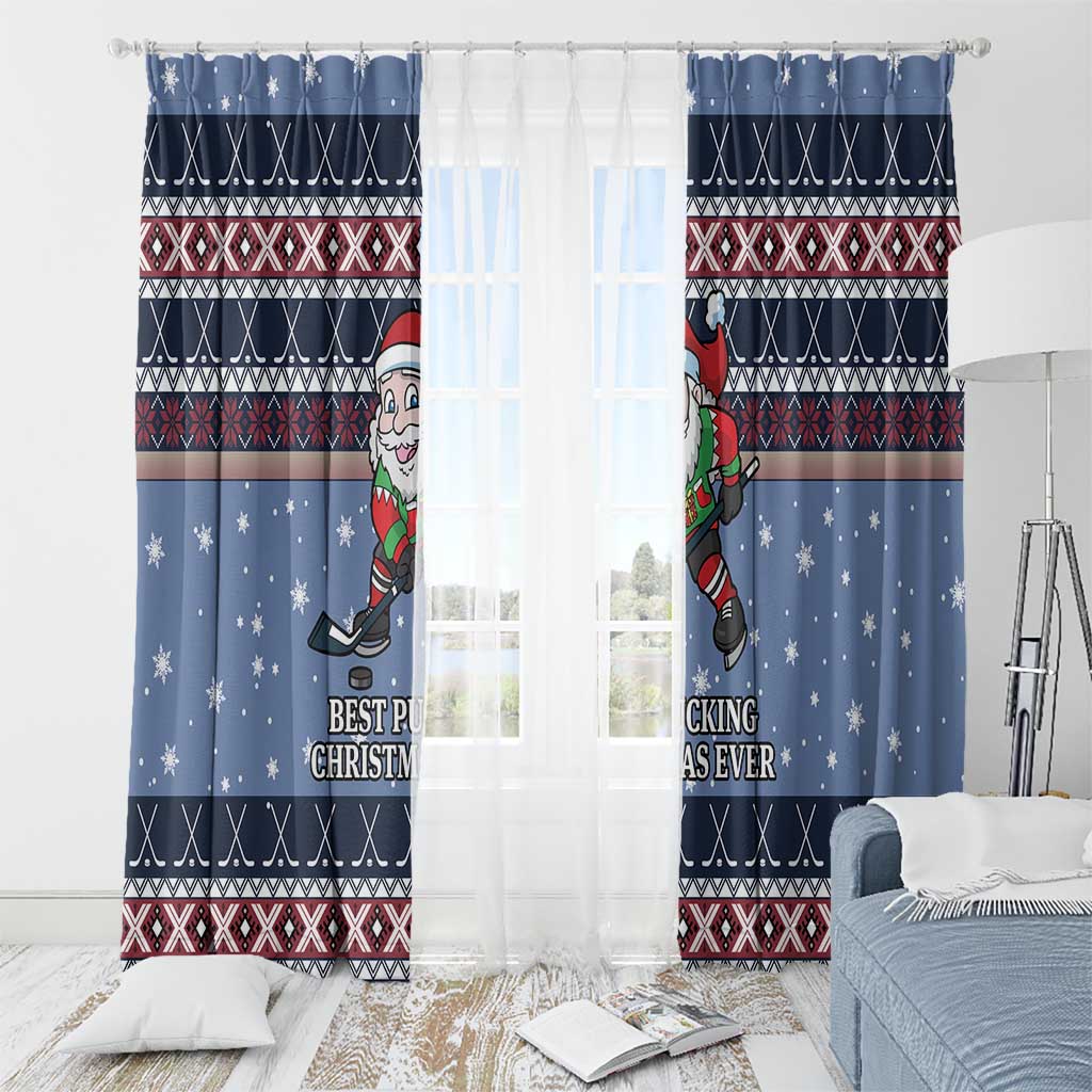 Santa Hockey Best Pucking Christmas Window Curtain DT04 - Wonder Print Shop