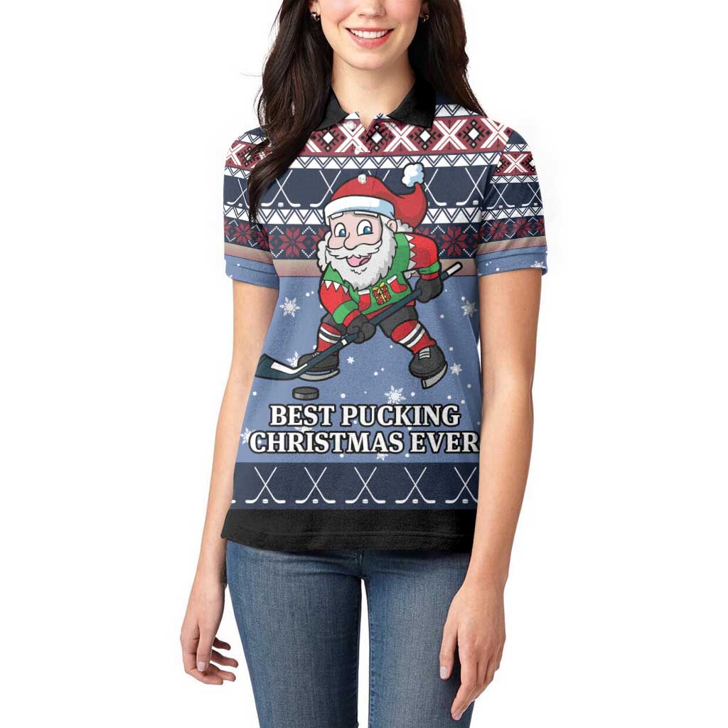 Santa Hockey Best Pucking Christmas Women Polo Shirt DT04 - Wonder Print Shop