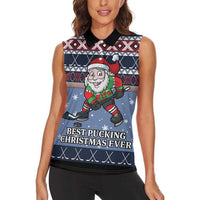 Santa Hockey Best Pucking Christmas Women Sleeveless Polo Shirt DT04 - Wonder Print Shop