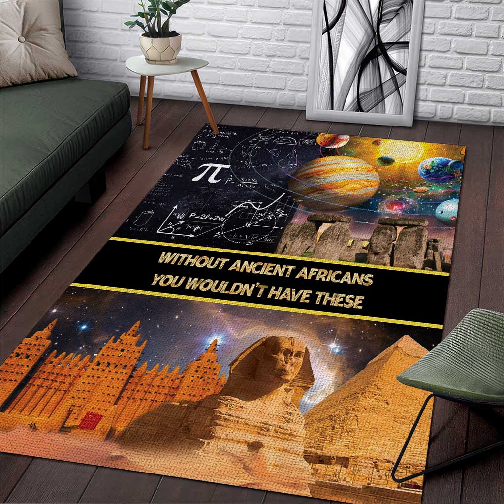 Ancient African Achievements Area Rug Egyptian Pyramids Galaxy