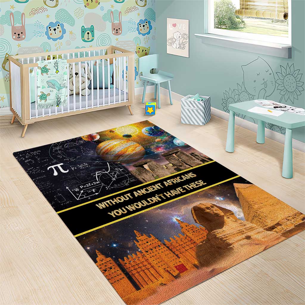 Ancient African Achievements Area Rug Egyptian Pyramids Galaxy
