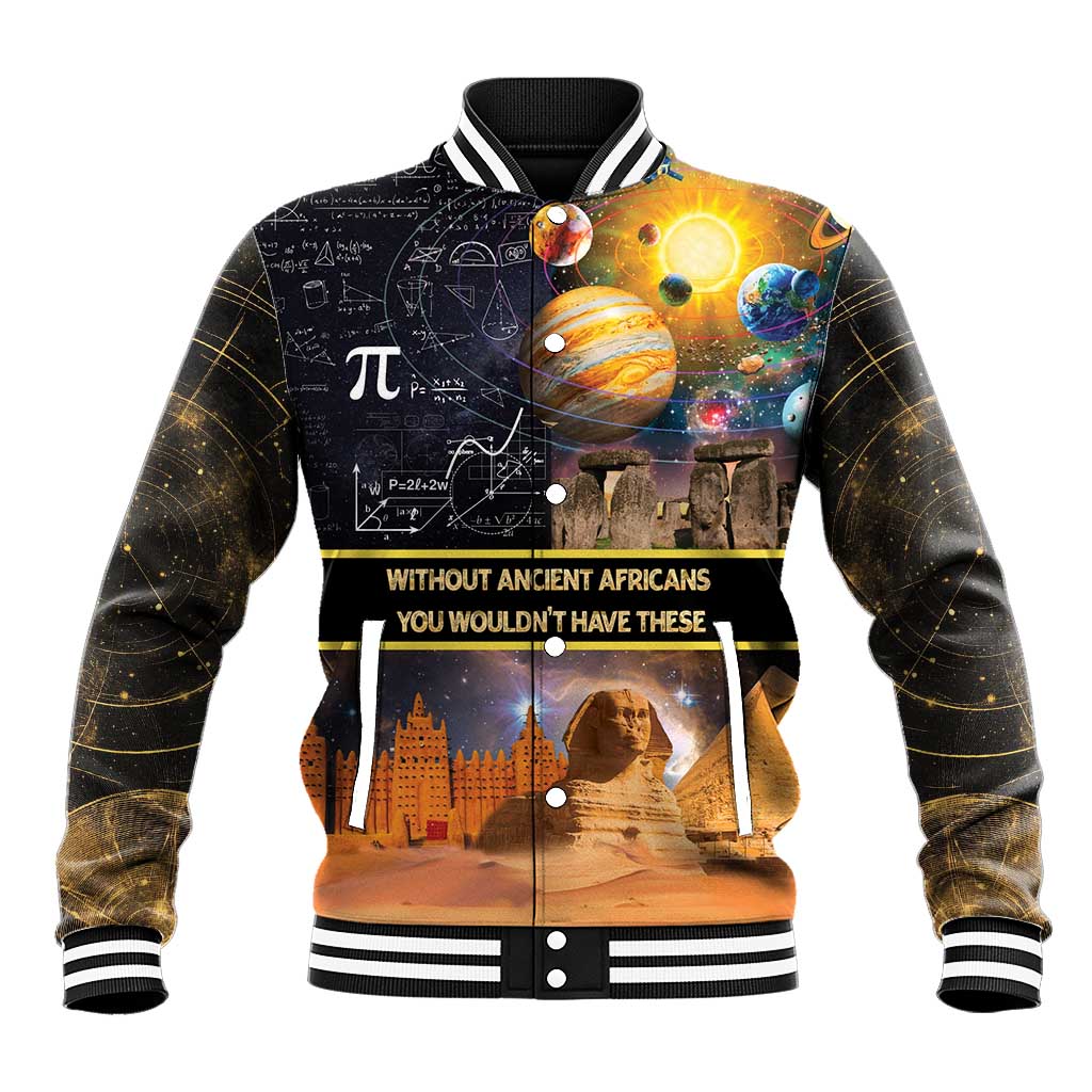 Ancient African Achievements Baseball Jacket Egyptian Pyramids Galaxy