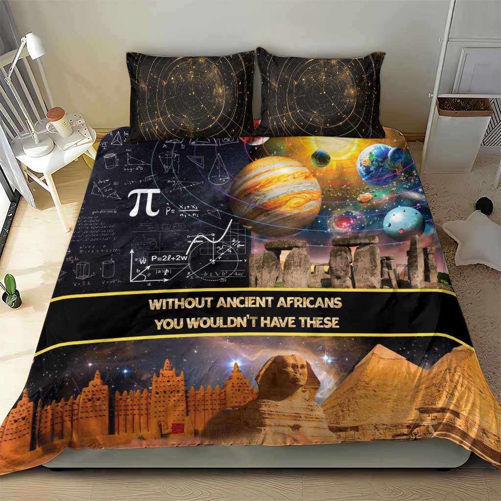 Ancient African Achievements Bedding Set Egyptian Pyramids Galaxy