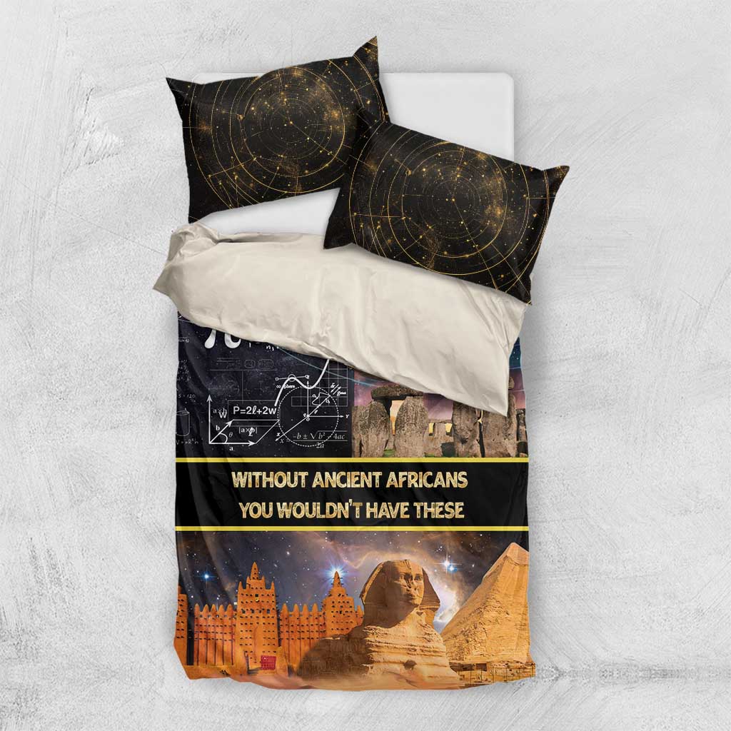 Ancient African Achievements Bedding Set Egyptian Pyramids Galaxy