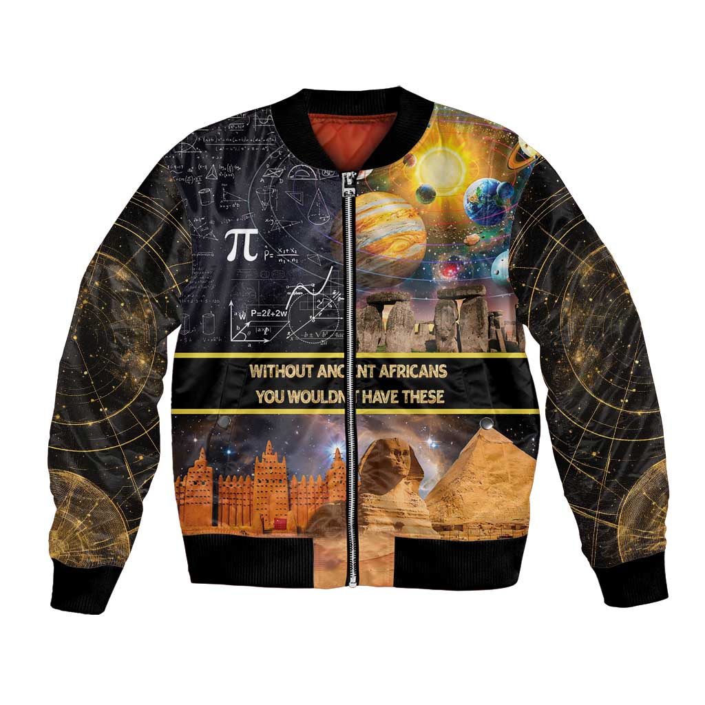 Ancient African Achievements Bomber Jacket Egyptian Pyramids Galaxy