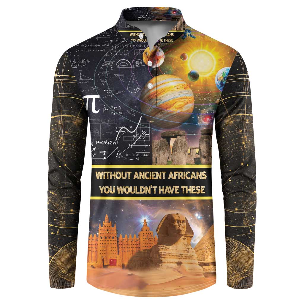 Ancient African Achievements Button Sweatshirt Egyptian Pyramids Galaxy