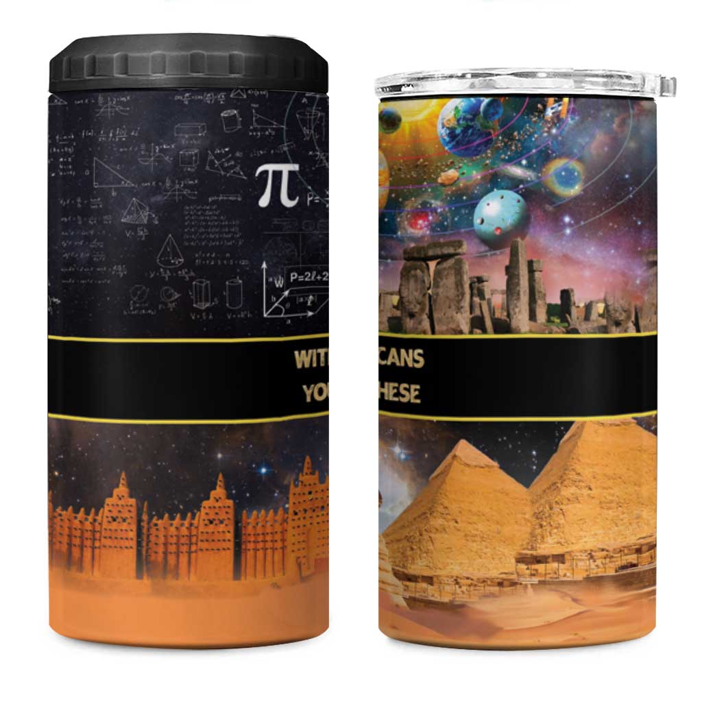 Ancient African Achievements 4 in 1 Can Cooler Tumbler Egyptian Pyramids Galaxy