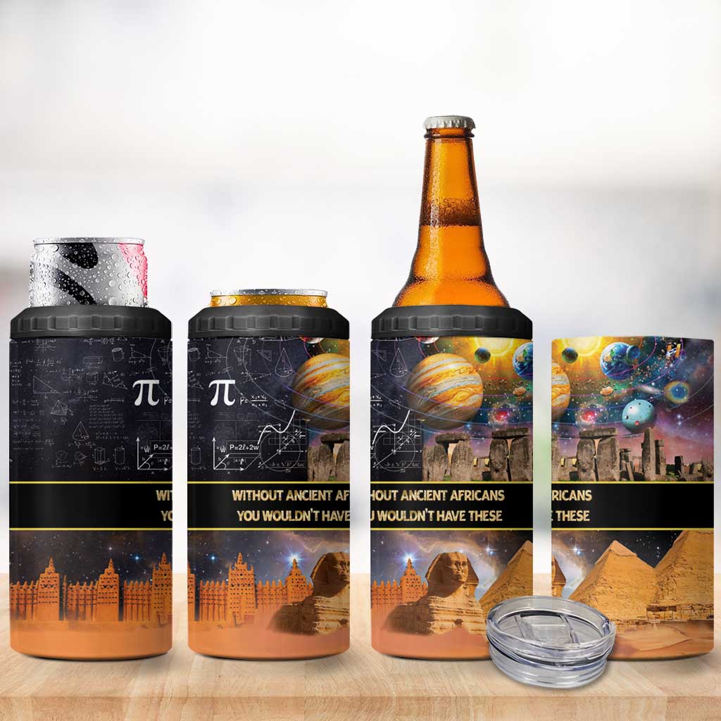 Ancient African Achievements 4 in 1 Can Cooler Tumbler Egyptian Pyramids Galaxy