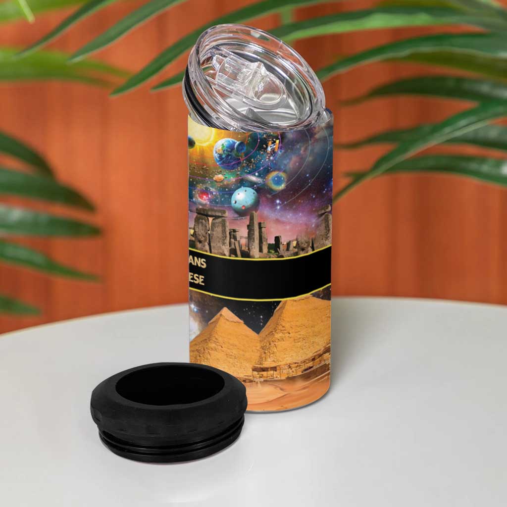 Ancient African Achievements 4 in 1 Can Cooler Tumbler Egyptian Pyramids Galaxy