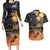 Ancient African Achievements Couples Matching Long Sleeve Bodycon Dress and Hawaiian Shirt Egyptian Pyramids Galaxy