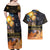 Ancient African Achievements Couples Matching Off Shoulder Maxi Dress and Hawaiian Shirt Egyptian Pyramids Galaxy