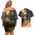 Ancient African Achievements Couples Matching Off Shoulder Short Dress and Hawaiian Shirt Egyptian Pyramids Galaxy