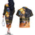 Ancient African Achievements Couples Matching Off The Shoulder Long Sleeve Dress and Hawaiian Shirt Egyptian Pyramids Galaxy