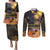 Ancient African Achievements Couples Matching Puletasi and Long Sleeve Button Shirt Egyptian Pyramids Galaxy