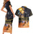Ancient African Achievements Couples Matching Short Sleeve Bodycon Dress and Hawaiian Shirt Egyptian Pyramids Galaxy