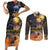 Ancient African Achievements Couples Matching Short Sleeve Bodycon Dress and Long Sleeve Button Shirt Egyptian Pyramids Galaxy