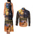 Ancient African Achievements Couples Matching Tank Maxi Dress and Long Sleeve Button Shirt Egyptian Pyramids Galaxy