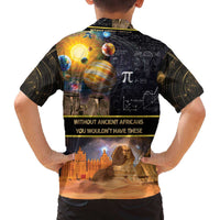 Ancient African Achievements Family Matching Off The Shoulder Long Sleeve Dress and Hawaiian Shirt Egyptian Pyramids Galaxy