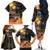 Ancient African Achievements Family Matching Off The Shoulder Long Sleeve Dress and Hawaiian Shirt Egyptian Pyramids Galaxy