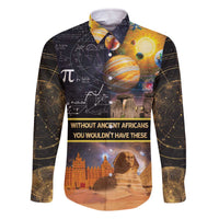 Ancient African Achievements Family Matching Off The Shoulder Long Sleeve Dress and Hawaiian Shirt Egyptian Pyramids Galaxy