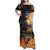 Ancient African Achievements Family Matching Off Shoulder Maxi Dress and Hawaiian Shirt Egyptian Pyramids Galaxy