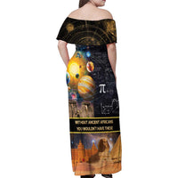 Ancient African Achievements Family Matching Off Shoulder Maxi Dress and Hawaiian Shirt Egyptian Pyramids Galaxy