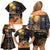 Ancient African Achievements Family Matching Off Shoulder Short Dress and Hawaiian Shirt Egyptian Pyramids Galaxy