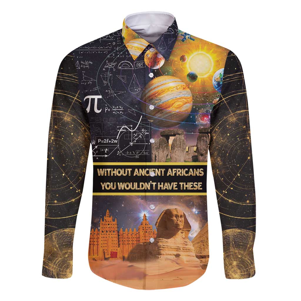 Ancient African Achievements Family Matching Off Shoulder Short Dress and Hawaiian Shirt Egyptian Pyramids Galaxy
