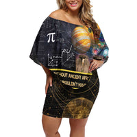 Ancient African Achievements Family Matching Off Shoulder Short Dress and Hawaiian Shirt Egyptian Pyramids Galaxy