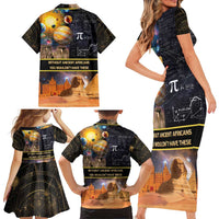 Ancient African Achievements Family Matching Short Sleeve Bodycon Dress and Hawaiian Shirt Egyptian Pyramids Galaxy