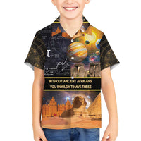 Ancient African Achievements Family Matching Short Sleeve Bodycon Dress and Hawaiian Shirt Egyptian Pyramids Galaxy